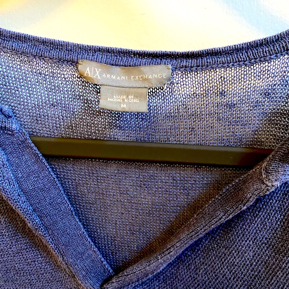 Armani Exchange Sheer V-Neck linen Sweater